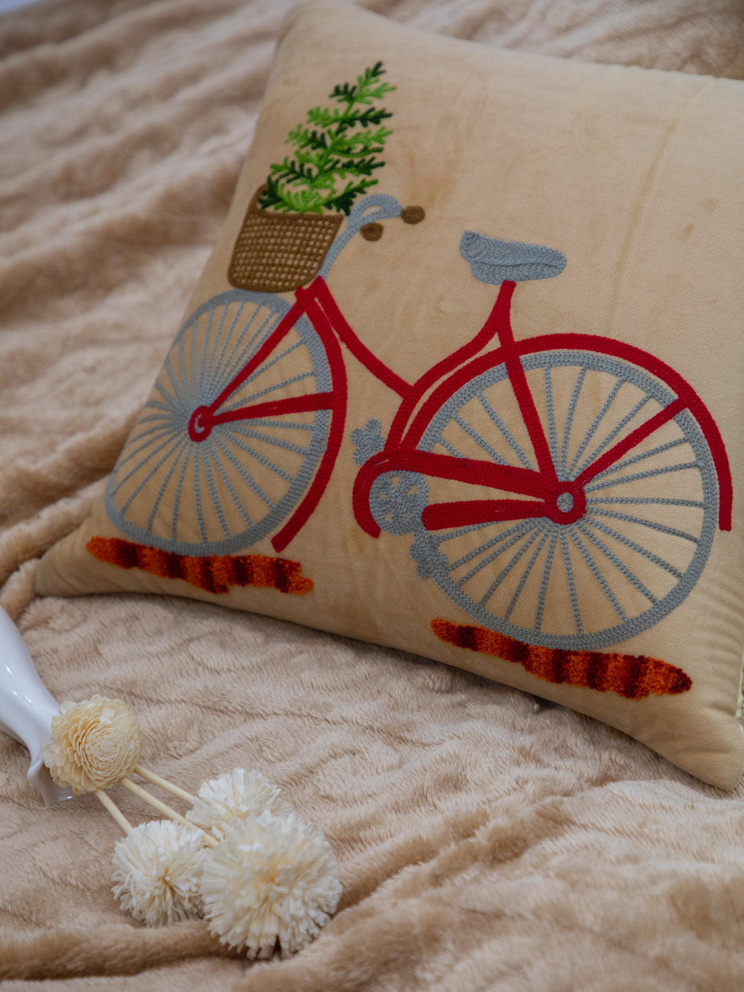 Multi Color Embroidery  Printed Square Cushion Cover