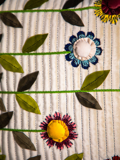 Off-white Velvet Alpik 3D Flower Square Cushion Cover