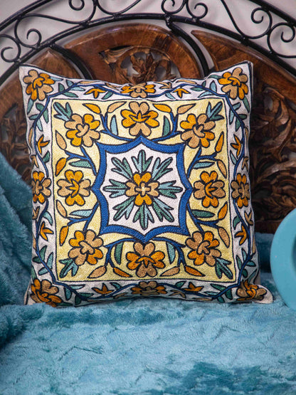 Kashmiri Hand Embroidered Multi Cotton Cushion Cover