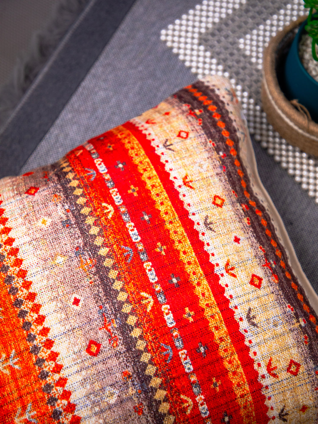 Multicolor Cotton Printed Square Cushion Cover