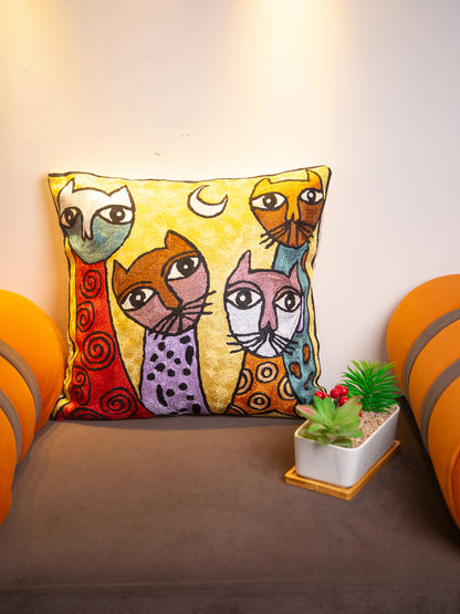 Kashmiri Hand Embroidered Multi Cotton Cushion Cover