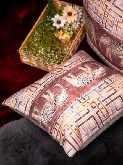 Velvet Multicolor &nbsp;Foil Printed Square Cushion Cover