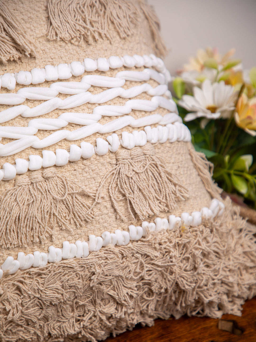 Beige Handloom &nbsp;Square Cushion Cover