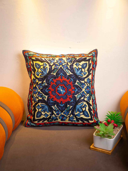 Kashmiri Hand Embroidered Multi Cotton Cushion Cover