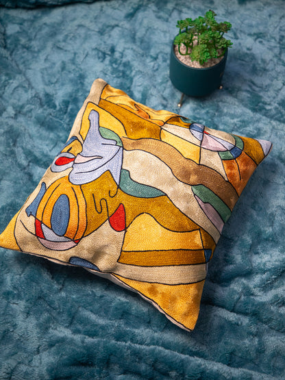 Kashmiri Hand Embroidered Multi Cotton Cushion Cover