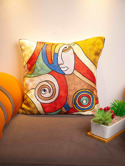 Kashmiri Hand Embroidered Multi Cotton Cushion Cover