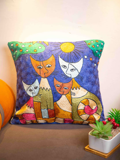 Kashmiri Hand Embroidered Multi Cotton Cushion Cover