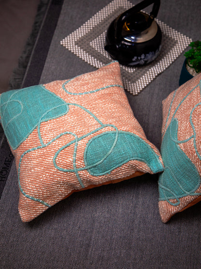 Rust Embroidery Square Cushion Cover