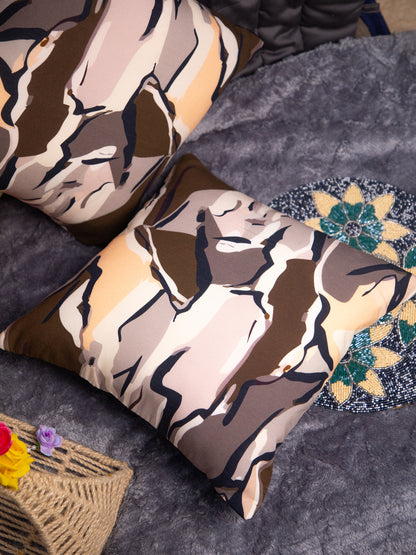 Tan Color Cotton Square Cushion Cover Set Off 2