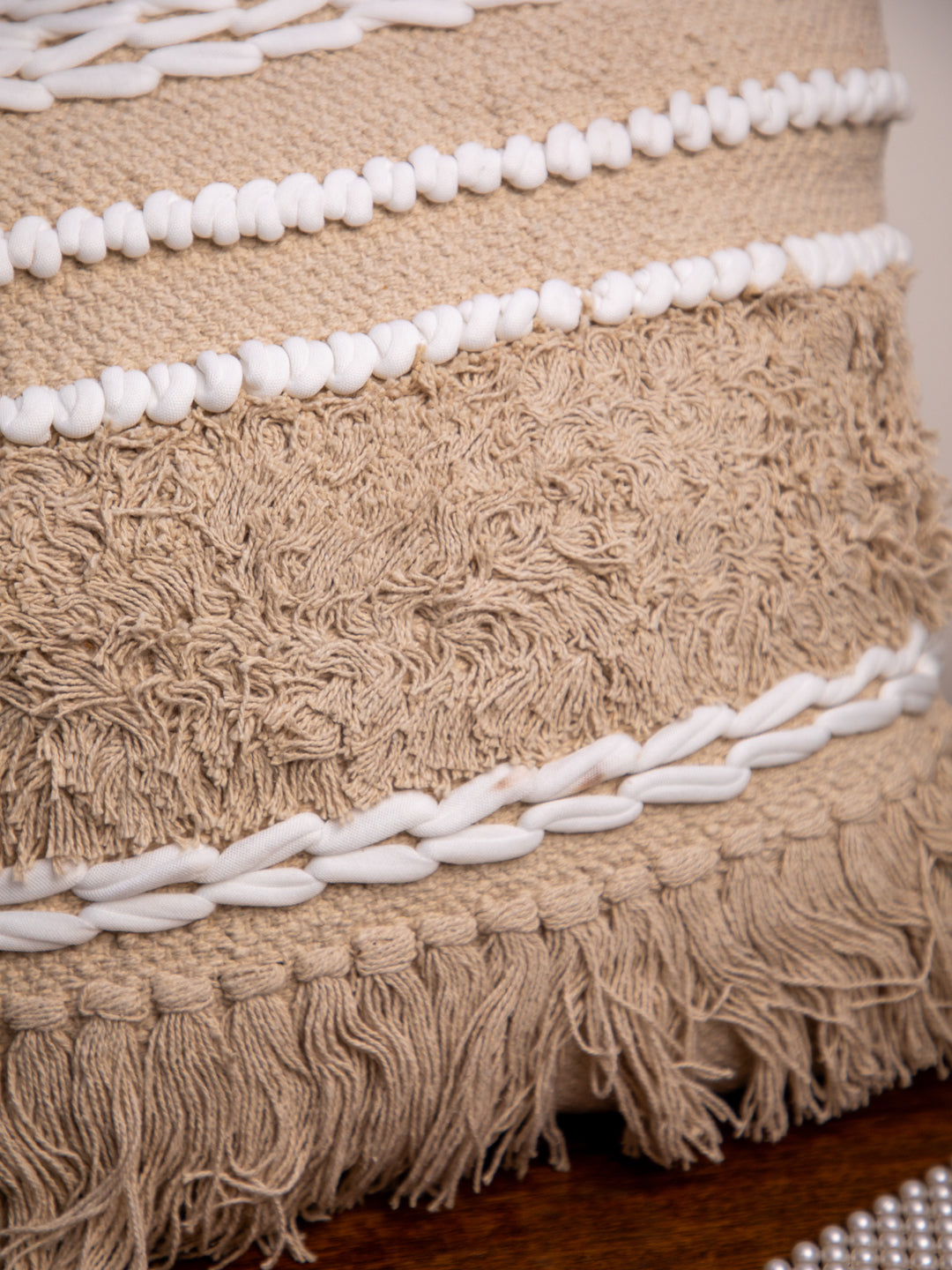 Beige Handloom &nbsp;Square Cushion Cover