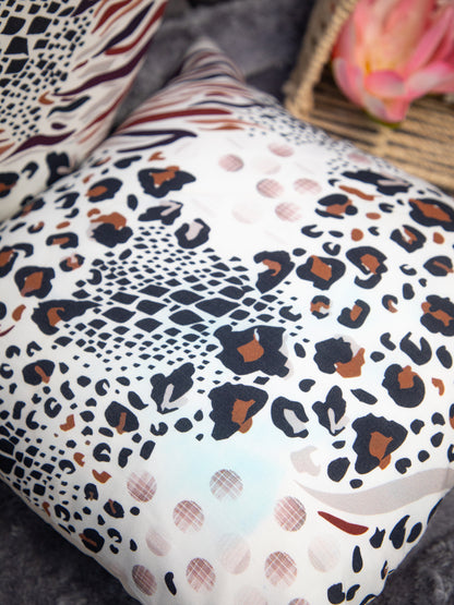 White &amp; Multicolor Print Cotton Square Cushion Cover Set Off 2