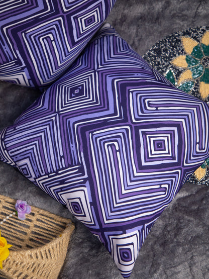 Purple Cotton Square Cushion Cover Set Off 2