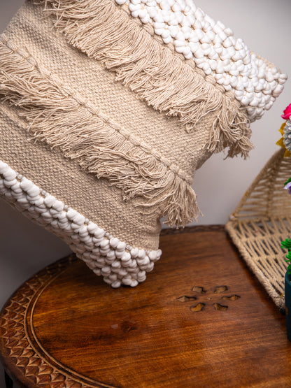 Beige Handloom &nbsp;Square Cushion Cover