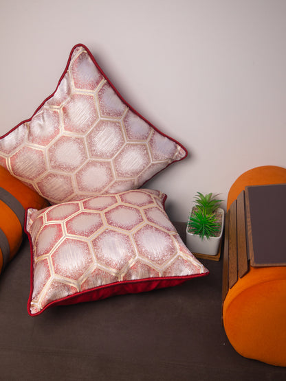 Red Set Of 5 Printed Square Cushion Covers