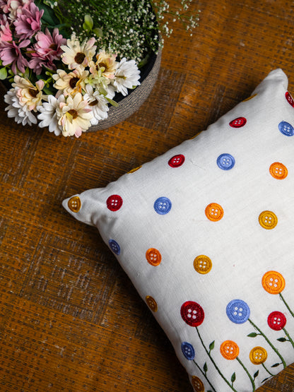 Multi Color Embroidery Flower Printed Square Cushion Cover