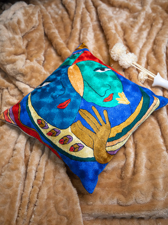 Kashmiri Hand Embroidered Multi Cotton Cushion Cover