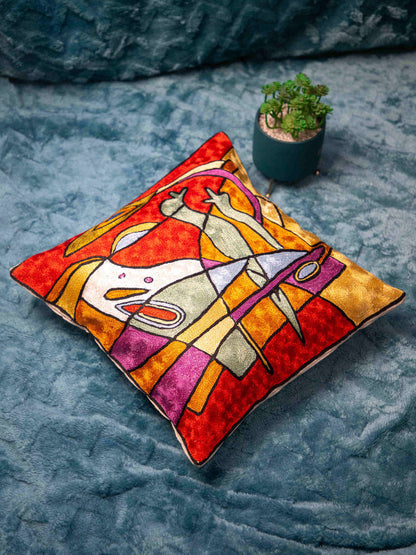 Kashmiri Hand Embroidered Multi Cotton Cushion Cover