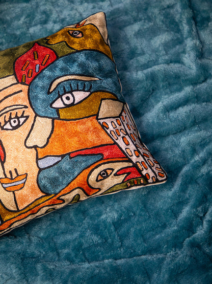 Kashmiri Hand Embroidered Multi Cotton Cushion Cover