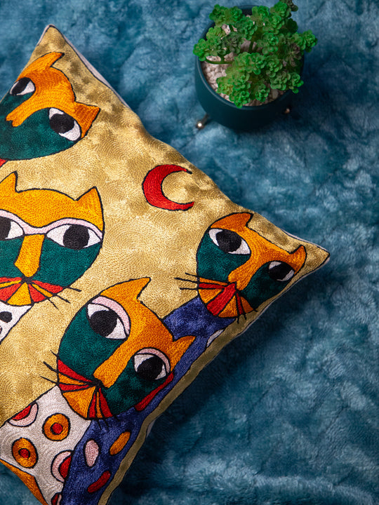 Kashmiri Hand Embroidered Multi Cotton Cushion Cover