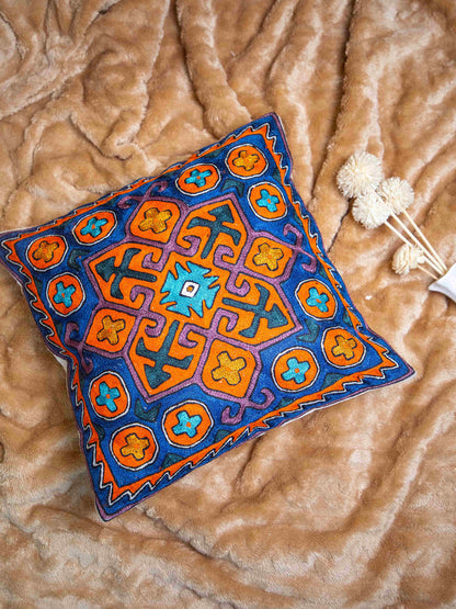 Kashmiri Hand Embroidered Multi Cotton Cushion Cover