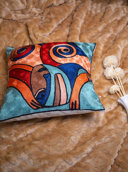 Kashmiri Hand Embroidered Multi Cotton Cushion Cover