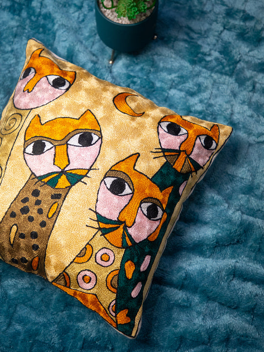 Kashmiri Hand Embroidered Multi Cotton Cushion Cover