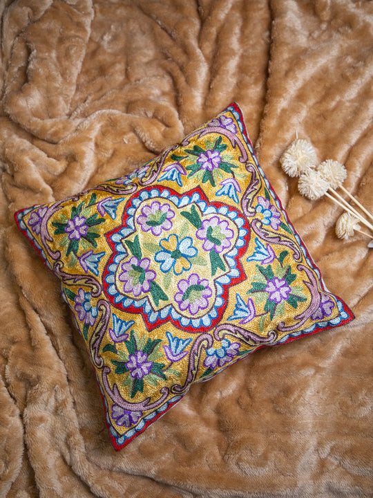 Kashmiri Hand Embroidered Multi Cotton Cushion Cover