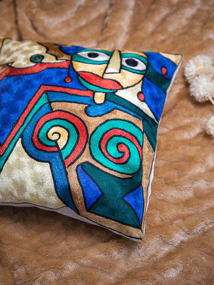 Kashmiri Hand Embroidered Multi Cotton Cushion Cover