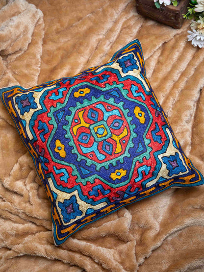 Kashmiri Hand Embroidered Multi Cotton Cushion Cover