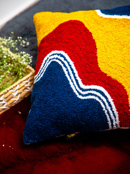 Cotton Multicolor Textured Square Cushion Cover