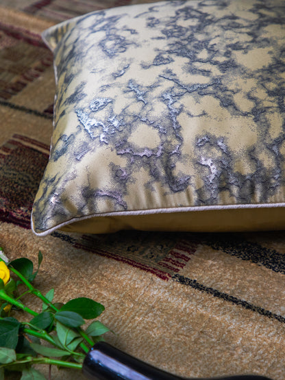 Beige Textured Set Of 5 Foil Printed Square Cushion Covers