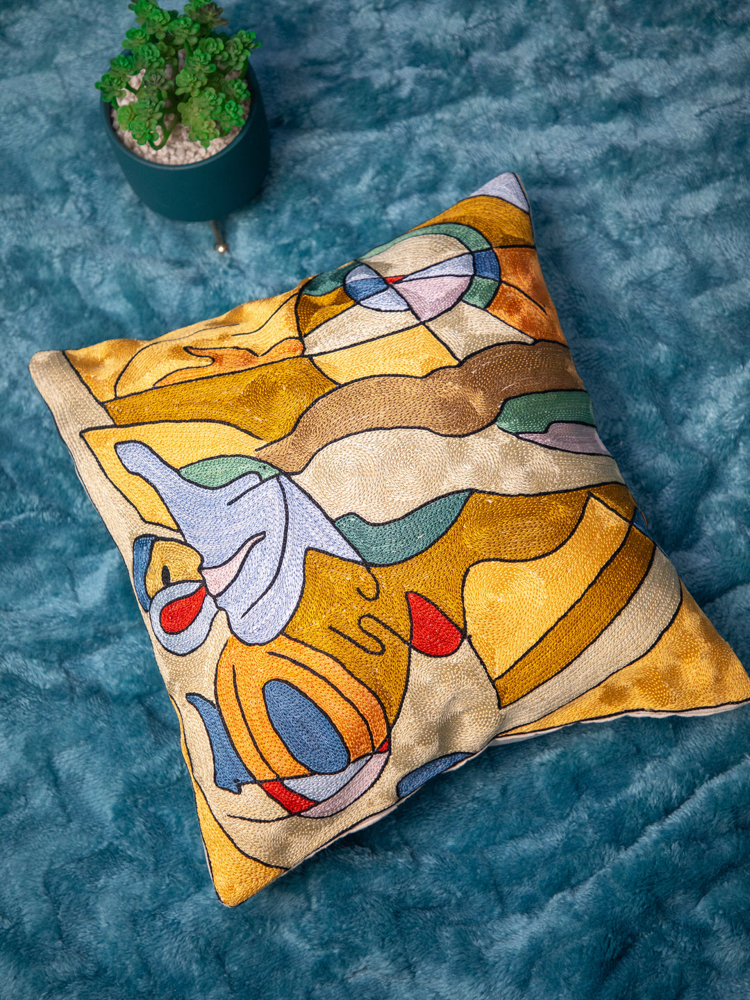 Kashmiri Hand Embroidered Multi Cotton Cushion Cover