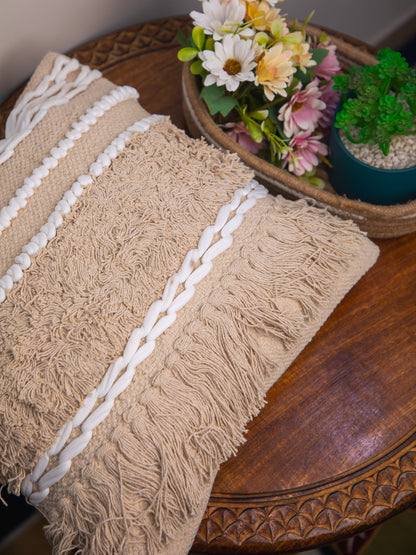 Beige Handloom &nbsp;Square Cushion Cover