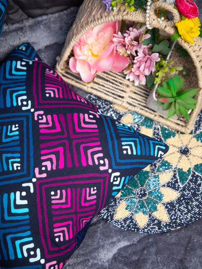 Multi Color Cotton Square Cushion Cover Set Off 2