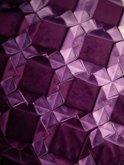 Purple Velvet Embroidery Square Cushion Cover