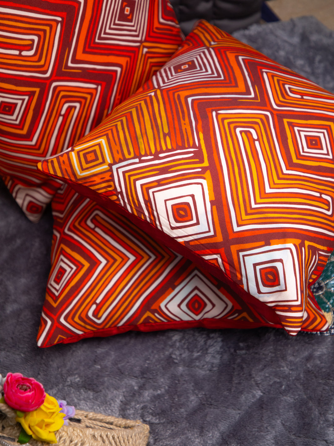 Multicolor Cotton Square Cushion Cover Set Off 2