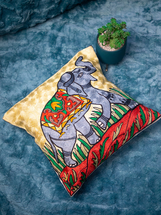 Kashmiri Hand Embroidered Multi Cotton Cushion Cover