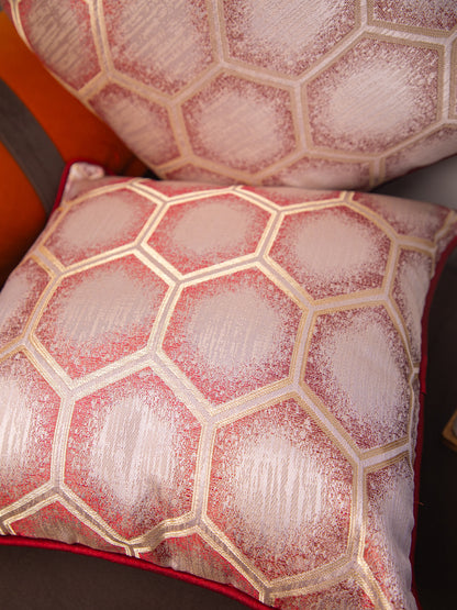 Red Set Of 5 Printed Square Cushion Covers