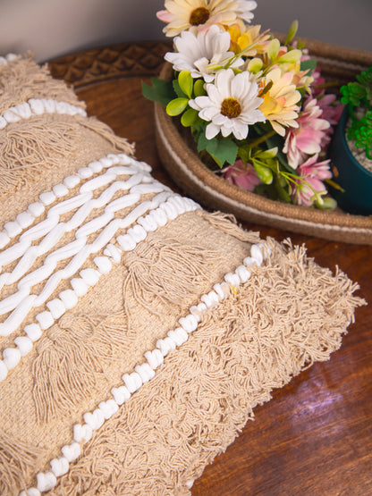 Beige Handloom &nbsp;Square Cushion Cover