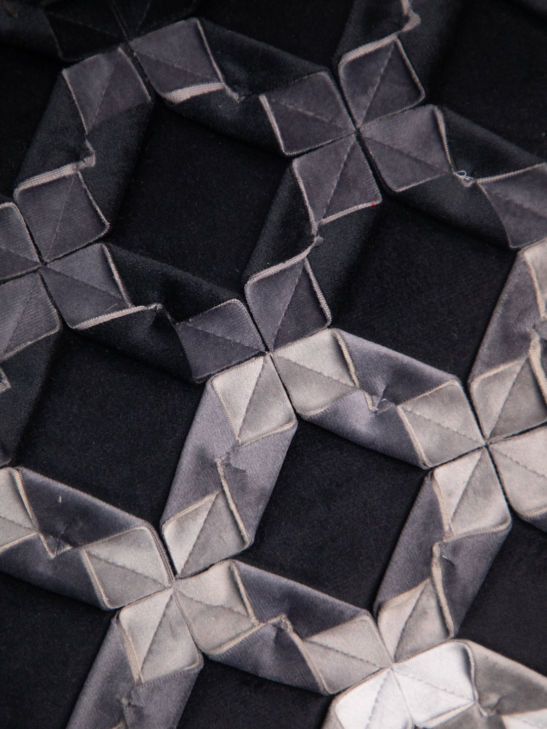 Black And Grey Velvet Embroidery Square Cushion Cover