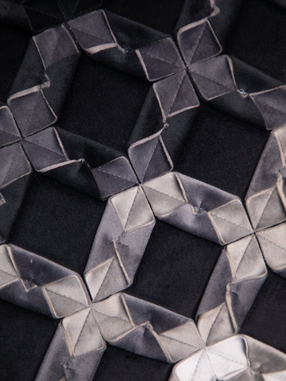 Black And Grey Velvet Embroidery Square Cushion Cover