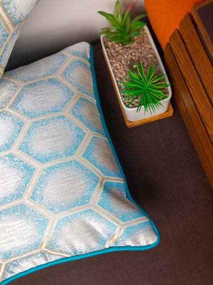 Sky Blue Set Of 5 Printed Square Cushion Covers