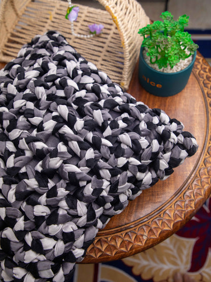 Grey Handmade  Square Cushion Cover