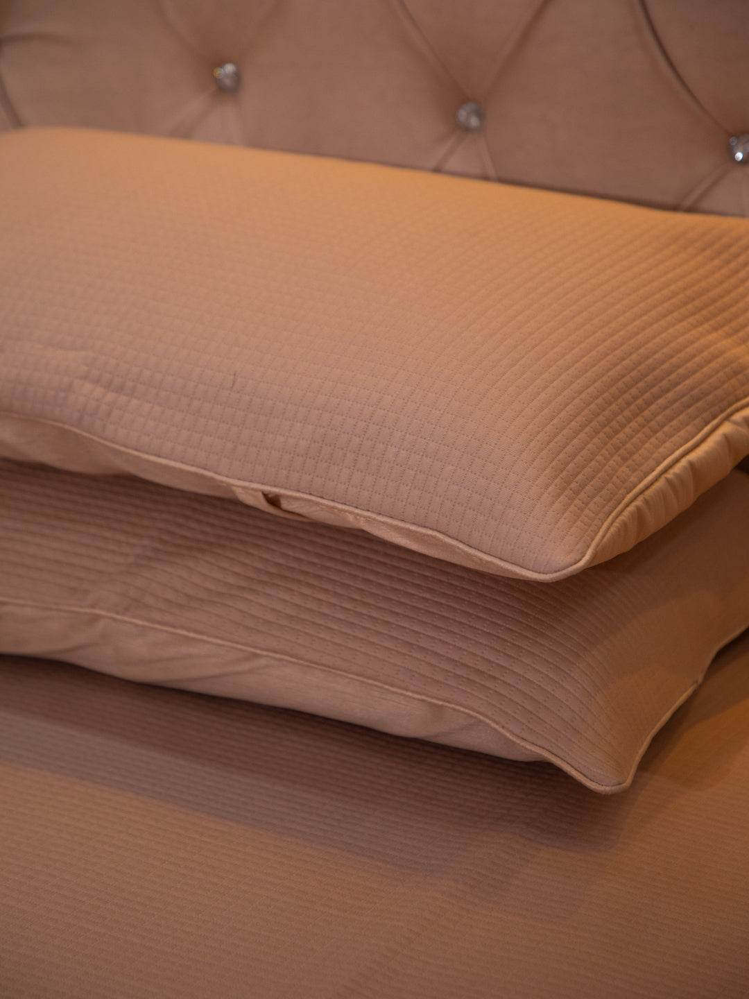 Bronze Textured Cotton Double Bedcover With 2 Pillow Covers