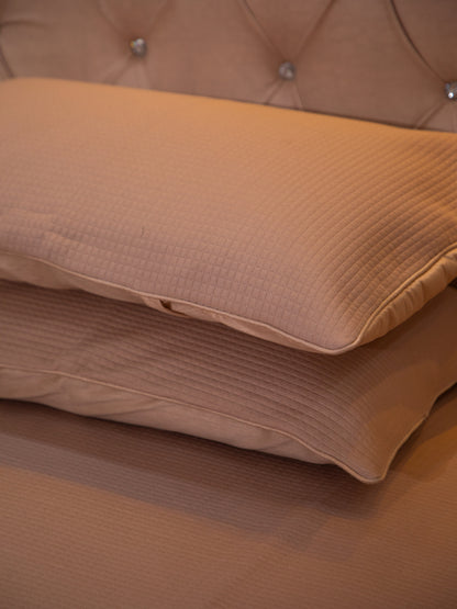 Bronze Textured Cotton Double Bedcover With 2 Pillow Covers