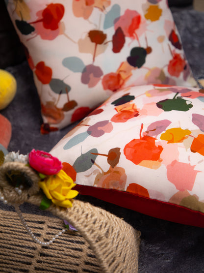 Set Off 2 Multicolor Cotton Flower Square Cushion Cover