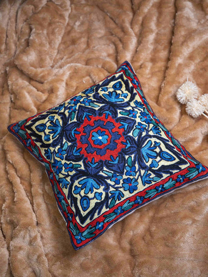 Kashmiri Hand Embroidered Multi Cotton Cushion Cover