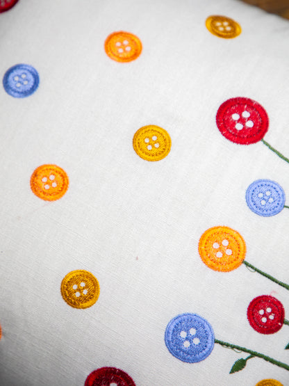 Multi Color Embroidery Flower Printed Square Cushion Cover