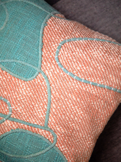 Rust Embroidery Square Cushion Cover
