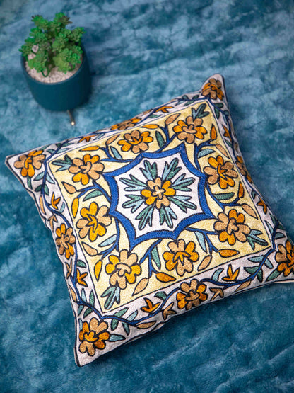 Kashmiri Hand Embroidered Multi Cotton Cushion Cover